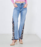 Jeans with patterned insert