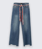 Jeans con cintura in corda