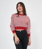 Maglia crop a righe