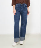 Jeans risvolti con strass