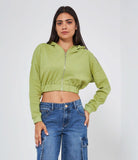 Cropped sweatshirt with zipper