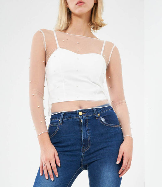 Maglia con perle outlet