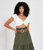 Cropped top with ruffle edges