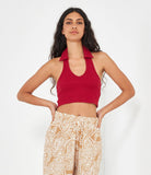 Cropped tank top with collar