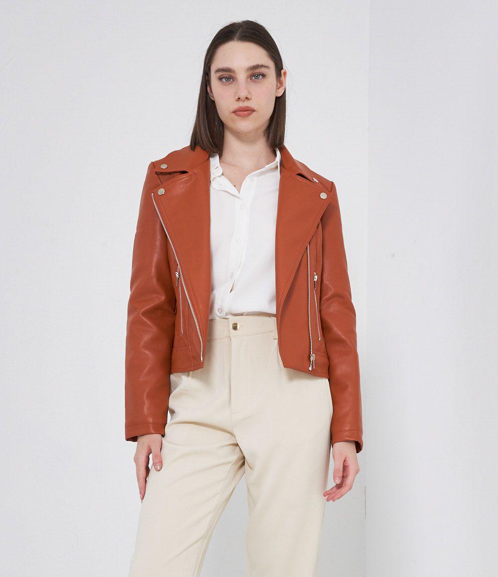 Giubbino effetto pelle Tabacco S - Main Image