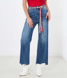 Jeans con cintura in corda