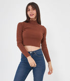 Maglia crop a costine
