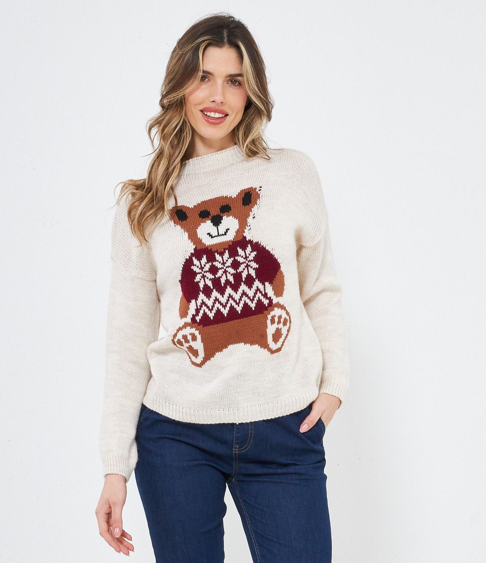 Zuiki Italia Zuiki Maglioni Donna Maglia Con Orso Beige UN