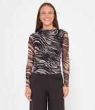 Maglia in tulle stampato