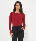 Maglia scollo strass