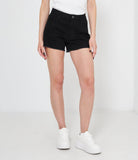 Shorts Vita Alta Effetto Sfrangiato