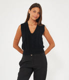 smanicato Gilet Scollo V Trecce