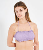 Gathered bandeau bikini top