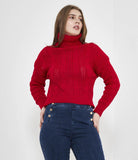 Cropped cable knit sweater