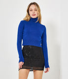 Cropped sweater with high neck