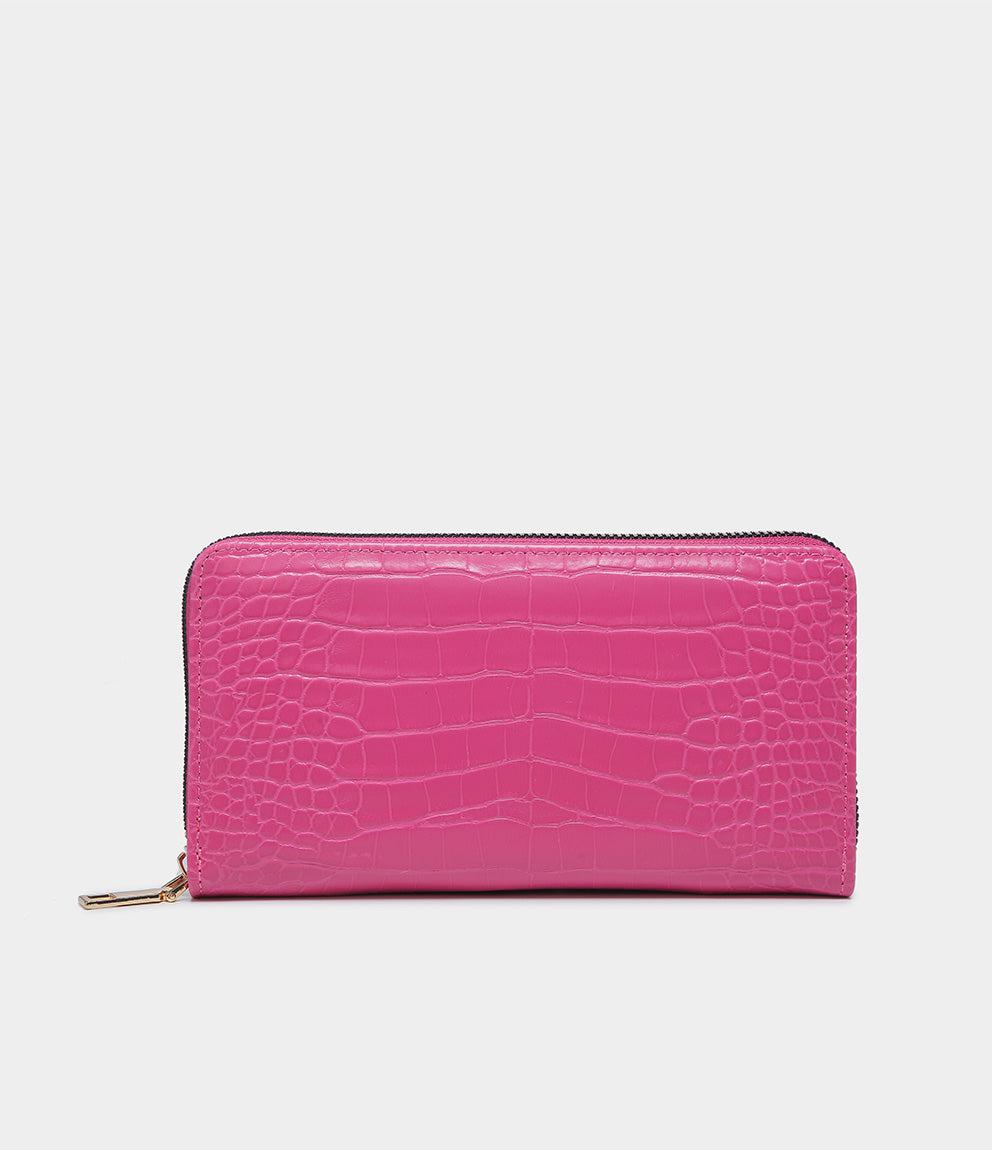 Portafogli effetto coccodrillo Fuxia UN