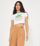 T-shirt crop con stampa