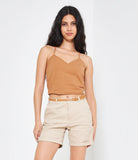 Cropped top with visible stitching