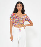 Top a fiori multicolor