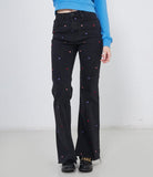 Pantaloni con cuori ricamati