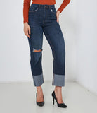 Jeans palazzo con risvolti