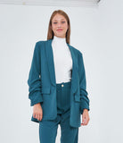 Blazer with gathered sleeves