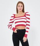 Maglia crop a righe