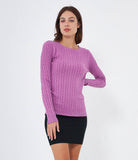 Cable-knit sweater with round neckline