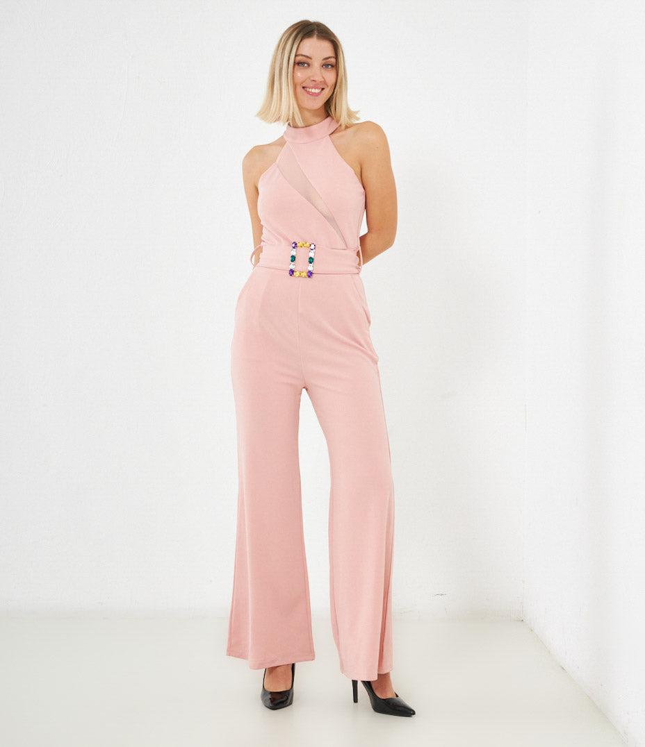 Tuta con dettaglio semi trasparente Blush S