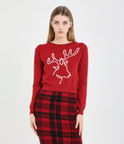 Sweater with reindeer embroidery
