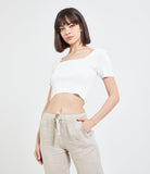 Maglia crop con scollo quadrato