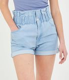 Shorts dettaglio elastico blu chiaro