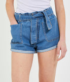 Shorts with front pockets in medium blue