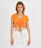 Cropped top with ruffles