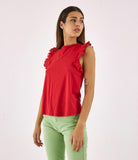 Tank top with perforated sleeves