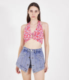 Crop top in viscosa elastica