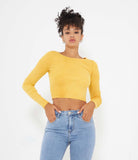 Ribbed lurex cropped sweater