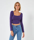 Cropped sweater with square neckline